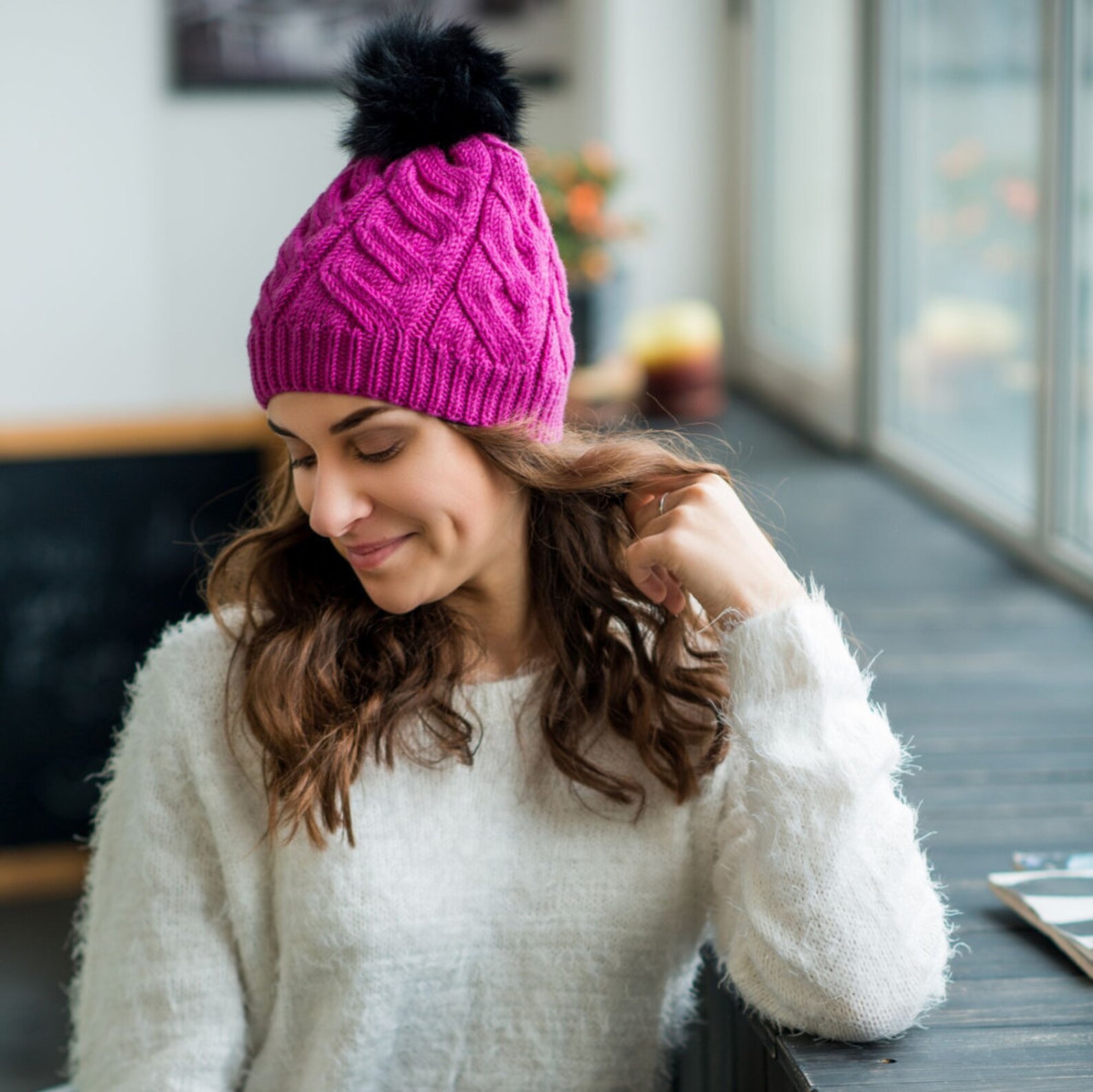 Pink Merino Beanie Women Hand Knitted Hat Pink Beanie Hat Etsy