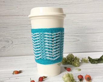Blue Crochet Cup Cozy, Gift For Teacher, Tea Cozy, Coffee Cozy, Coffee Cup Sleeve,Tea Cup Sleeve, Tea Cozy, Coffee Cozy, Organic Coffee Cozy
