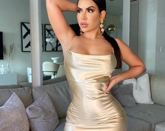 rose gold formal dresses MACloth Long Sleeves Sequin Hi-Lo Prom Dress Rose Gold Evening Formal Gown Rose Gold / Above Knee / US8 main image 1
