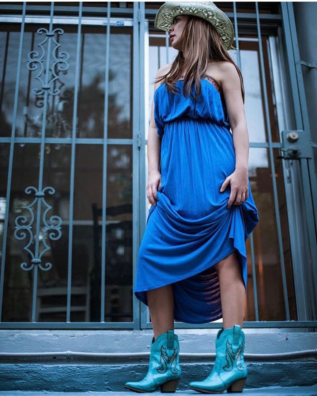 Royal Blue Strapless Maxi Dress - Etsy