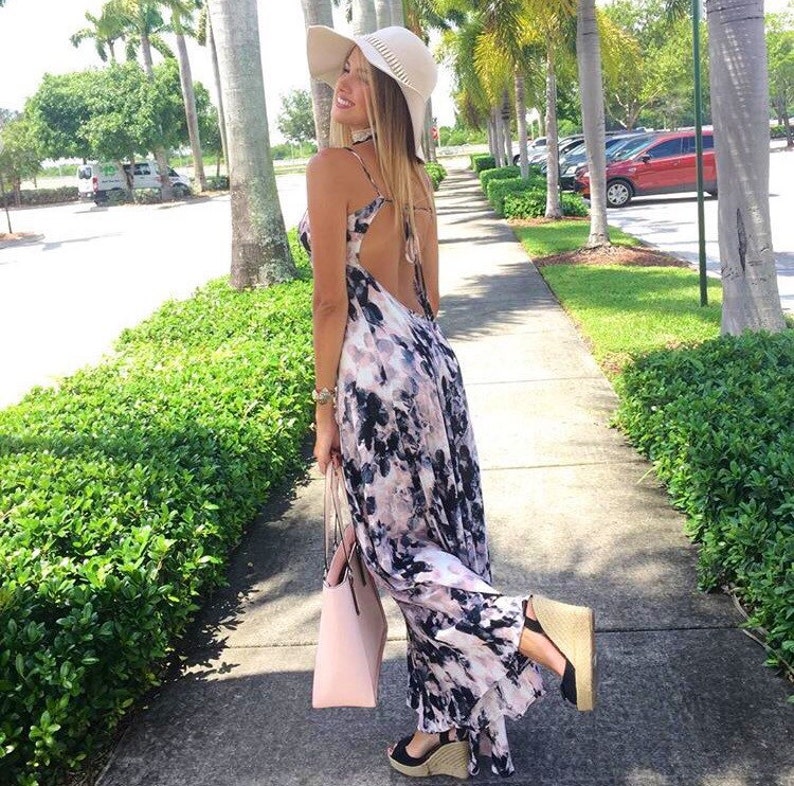 Pastel Print Maxi Dress Etsy