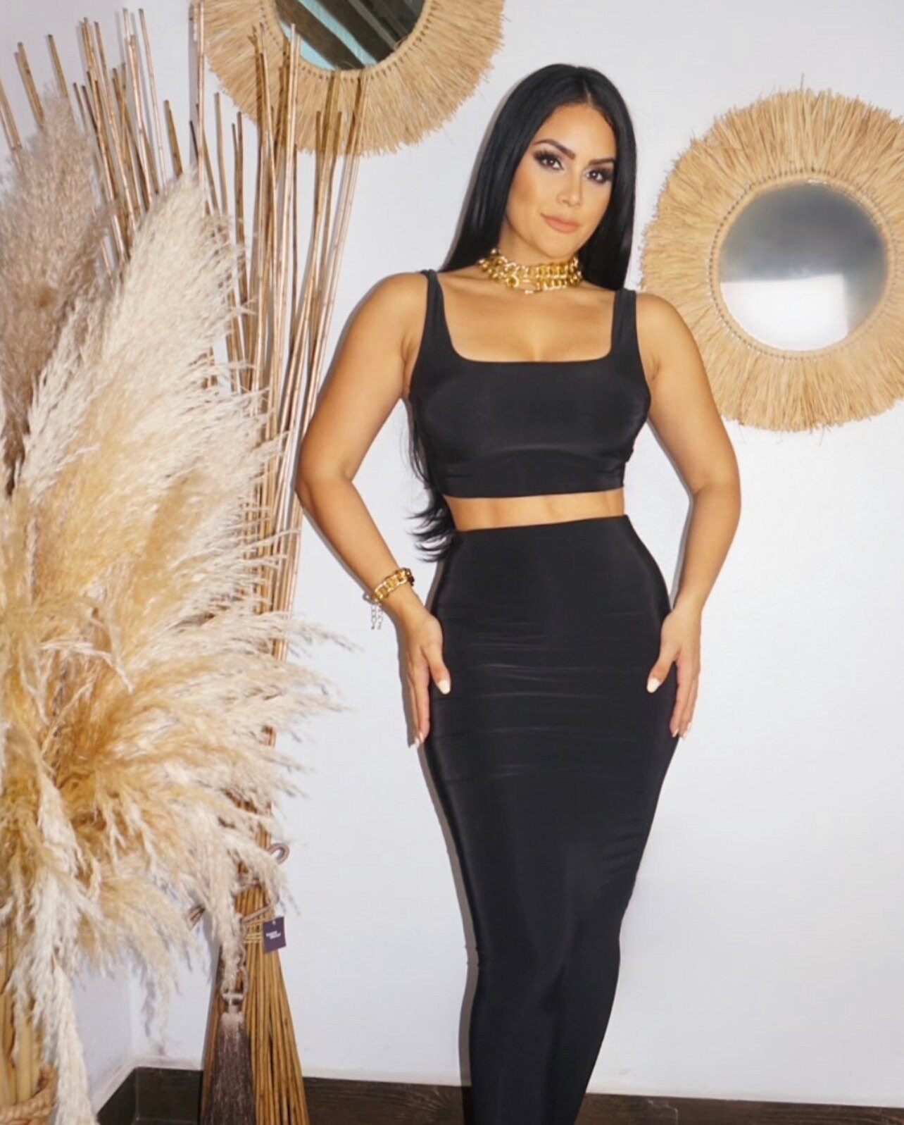 Black maxi skirt clearance and crop top