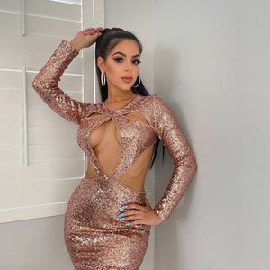 Rose Gold Sequin Party Dress