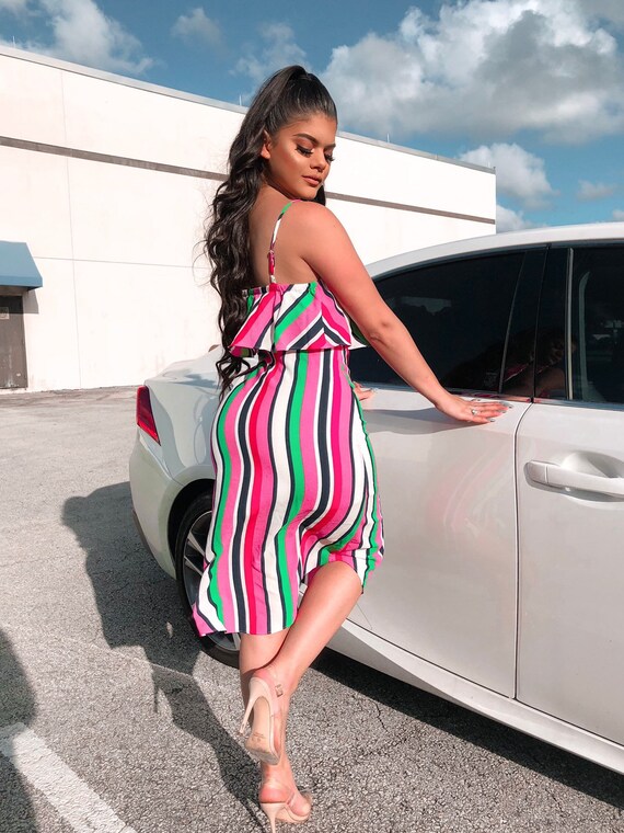 Multi Color Stripe Midi Dress