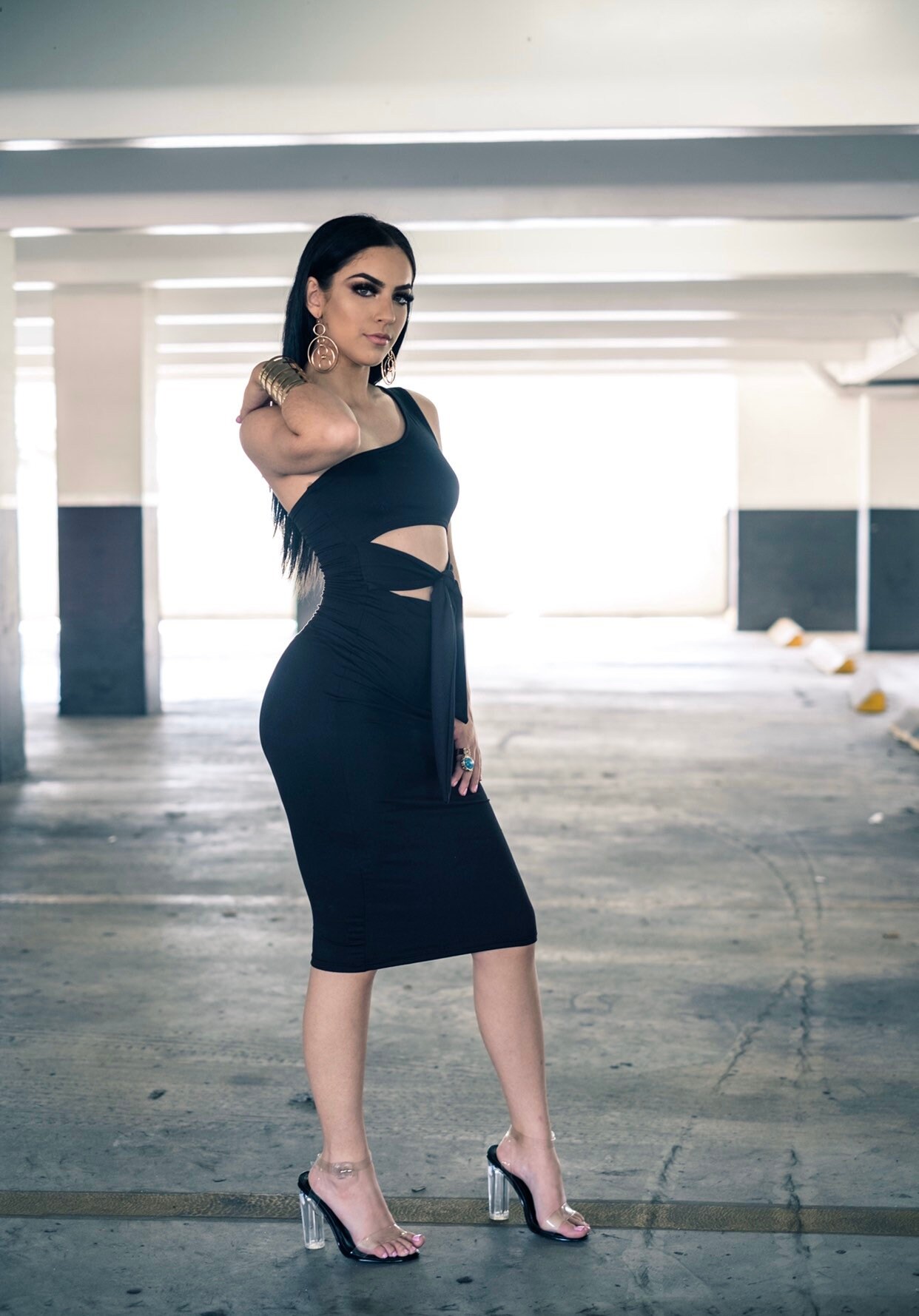 black cut out midi dress The Monica Black Cut Out Midi Dress Thread + Seed