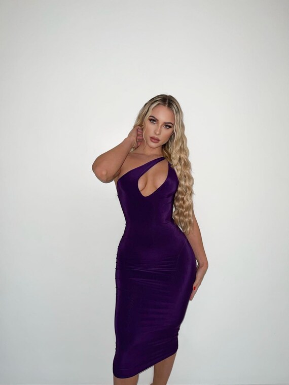 Purple Keyhole Midi Dress - Etsy Israel