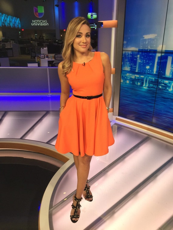 orange flare dress