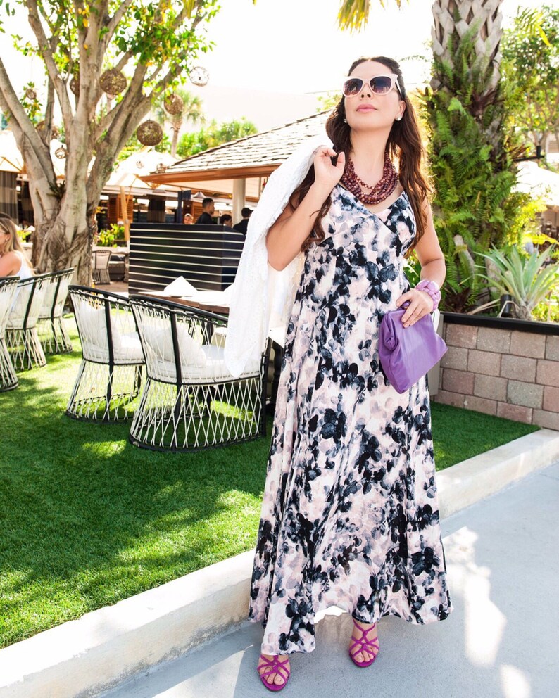 Pastel Print Maxi Dress Etsy