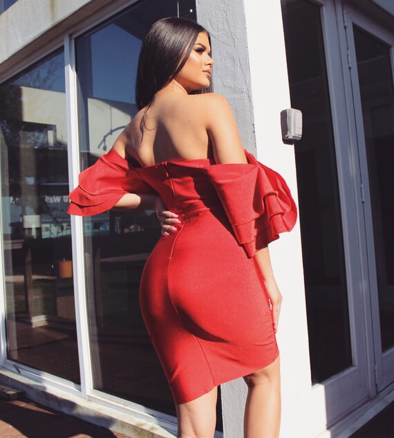 red bandage dress Short Sleeve Striped Red Bandage Mini Dress main image 0