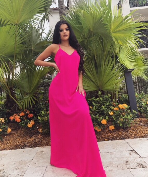 bright pink maxi dress