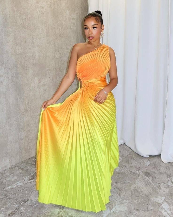 One Shoulder Pleated Dress - Etsy