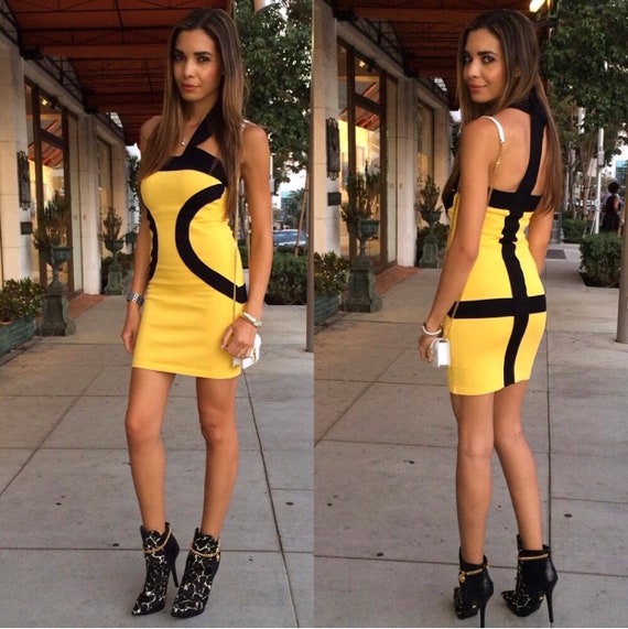 Robe jaune moulante hotsell