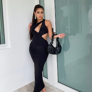 Black Cut Out Maxi Dress