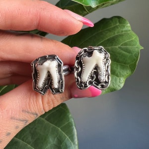 Sterling Silver Raccoon Tooth Chain Ring