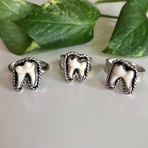 Raccoon Tooth Ring Sterling Silver image 1