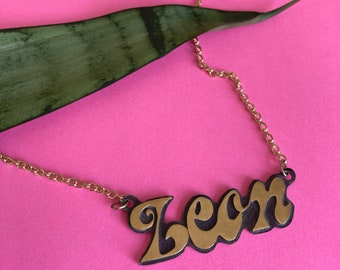 70s Font Custom Name Monogram Necklace