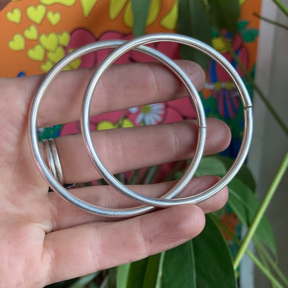 8 Gauge 2 5 Inch Sterling Silver Gauged Hoop Earrings Etsy