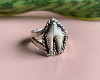 Small Coyote Tooth Ring Sterling Silver