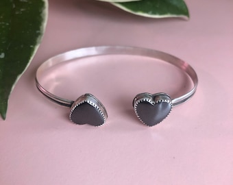 Hematite Heart Bangle Bracelet