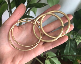 Large Brass Hoop Earrings 10 or 8 gauge