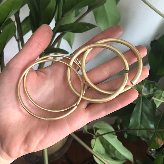Large Brass Hoop Earrings 10 or 6 Gauge Etsy