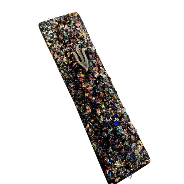 Sparkling Black Crushed Jewels Mezuzah Gift Box and Non Kosher Scroll Included Indoor or Outdoor Use Hand Made in USA Guaranteed for Life!