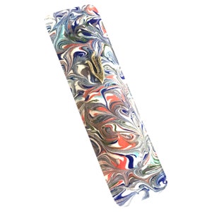 Marbled Tie Dye Art Glass Mezuzah - Gift Box and Non-Kosher Scroll Included - Hand Made in USA by Tamara Baskin Art Glass