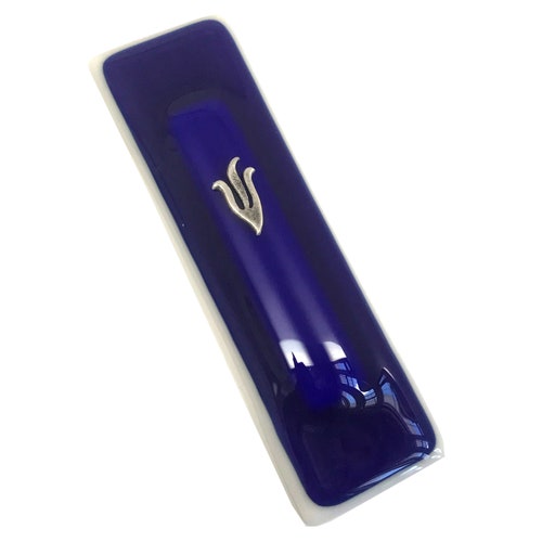 Midnight Blue Art Glass Mezuzah Etsy