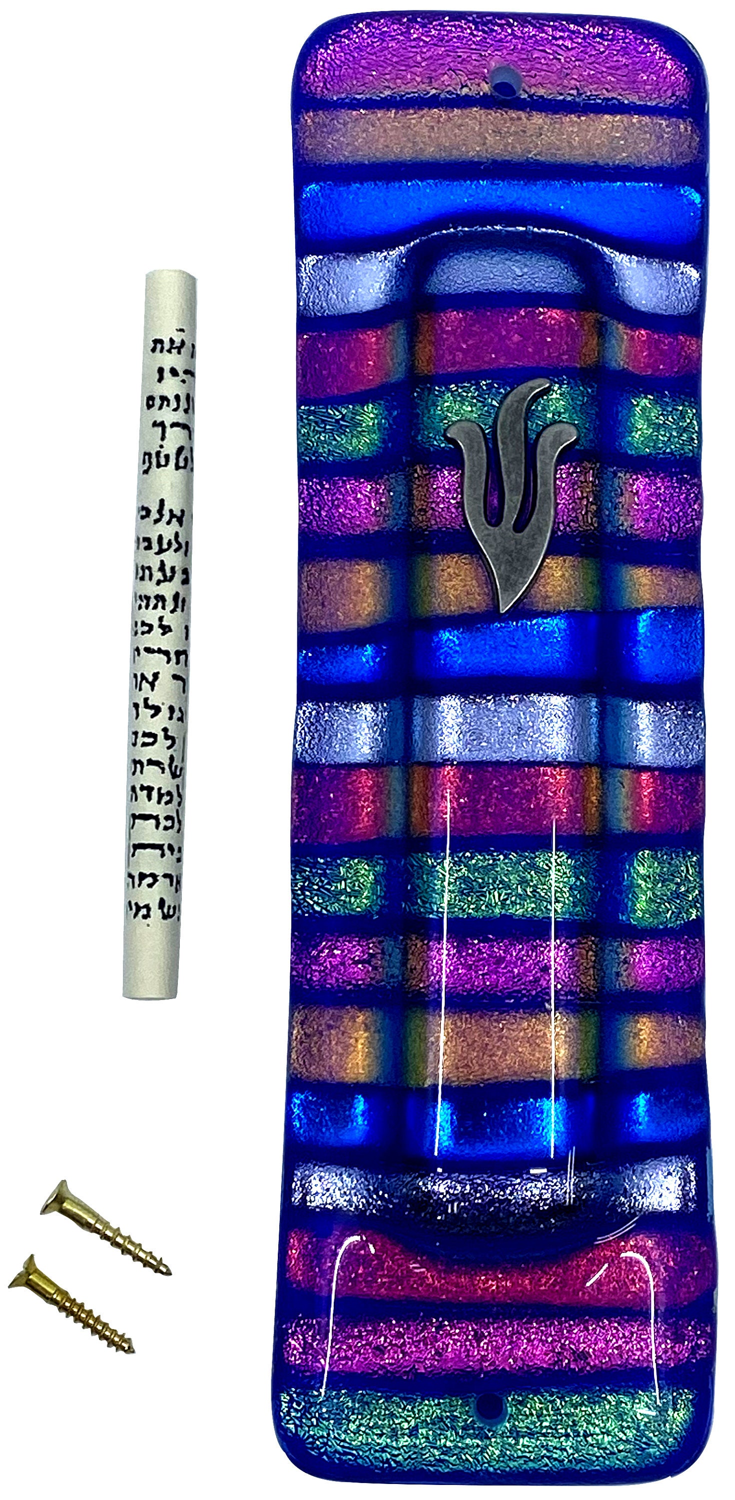 Art Glass Mosaic Blue Mezuzah Gift Box and Non Kosher Scroll Etsy