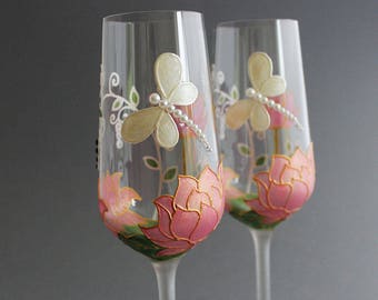 30th Wedding anniversary glasses, Pearl anniversary glasses, Pearl wedding glasses, Pearl wine glasses, 30th anniversary gift