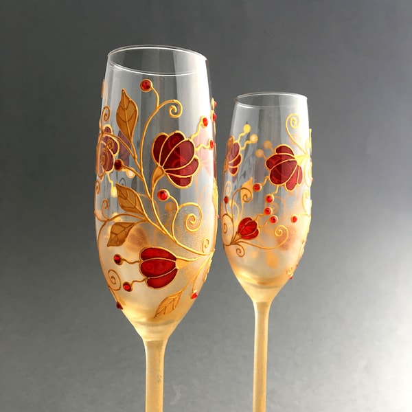 40th Wedding Anniversary Toasting glasses, Personalized Ruby Wedding Anniversary Gift for Husband, Wife, Parents, Mum and Dad, milestone