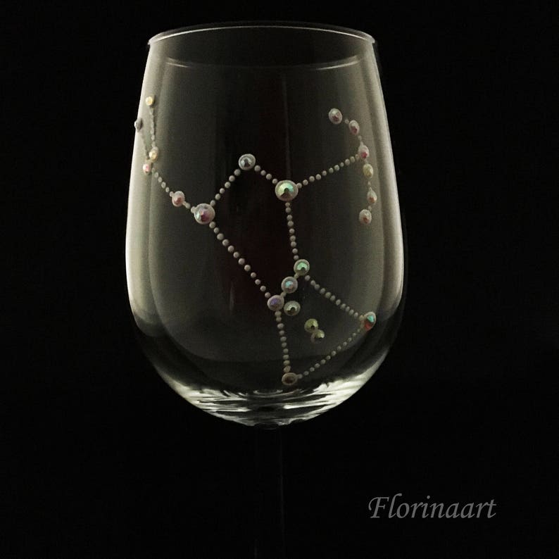 ORION CONSTELLATION Star Signe Wine Glass, Orion the Hunter Birthstone Birthday Gift For Men, Alpha Orionis STEMMED Wine Glass, Betelgeuse image 4