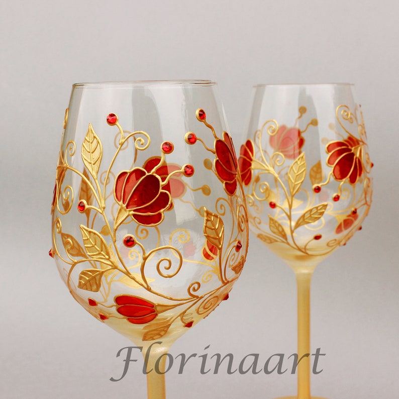 40th Wedding Anniversary Glasses Ruby Red Anniversary Etsy