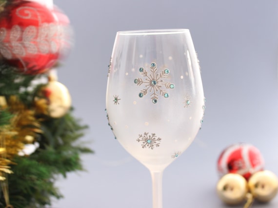 Silver Christmas Wine Glasses, Christmas Glasses