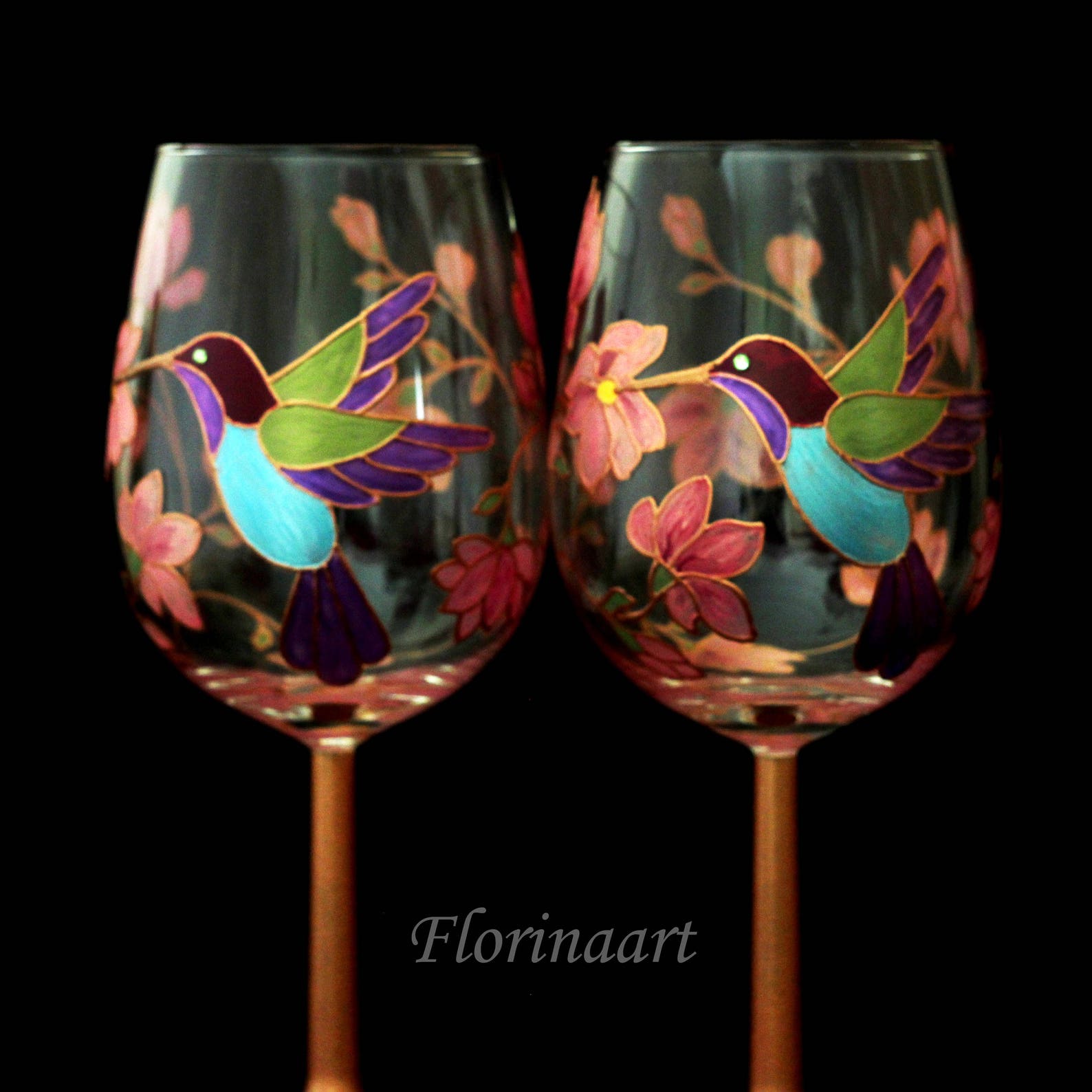 Hummingbird Wine Glasses Bird Wine Glasses Hummingbird Gift Etsy