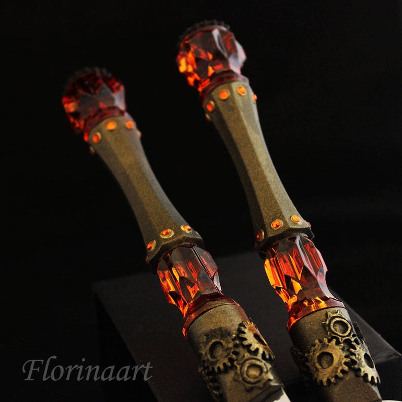 Steampunk Cake Server Set Steampunk gears Steampunk personalized set Steampunk wedding glasses Steampunk gift
