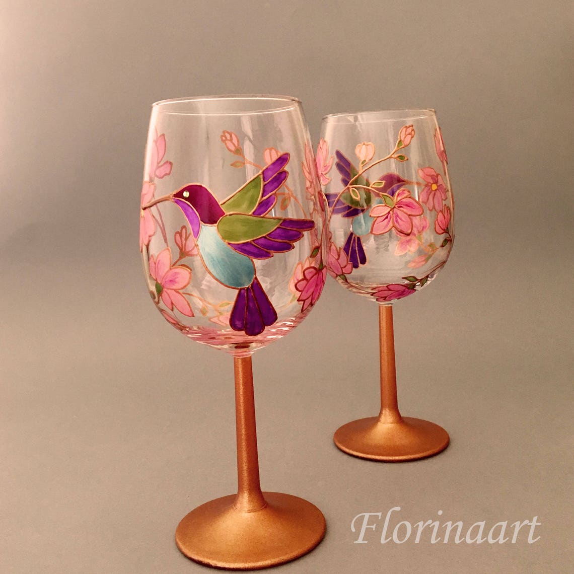 Hummingbird Wine Glasses Bird Wine Glasses Hummingbird Gift Etsy