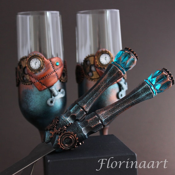 Steampunk Wedding Set Steampunk Wedding Glasses Steampunk Etsy