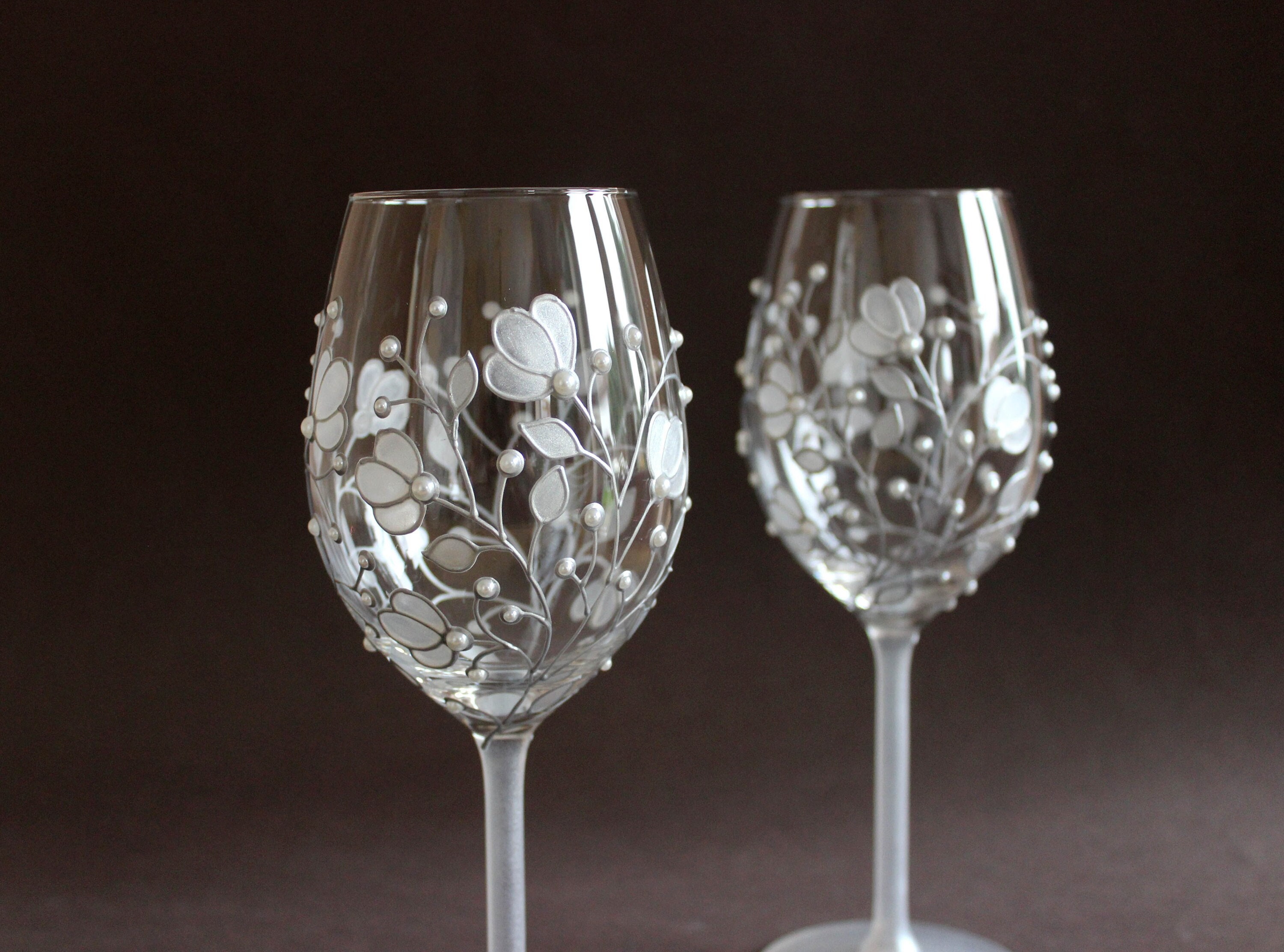 Hand Painted Pearl Toasting Glasses