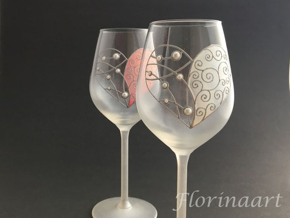 Pearl Anniversary Gift Engraved with Pearl Wedding Anniversary and Two Stylish Hearts Quality Celebratory Gift Wrap and Pearl Coloured Ribbon included A Pair of Crystal Wine Goblets in Satin Lined Presentation Box 30th Pearl 30th Wedding Anniversary