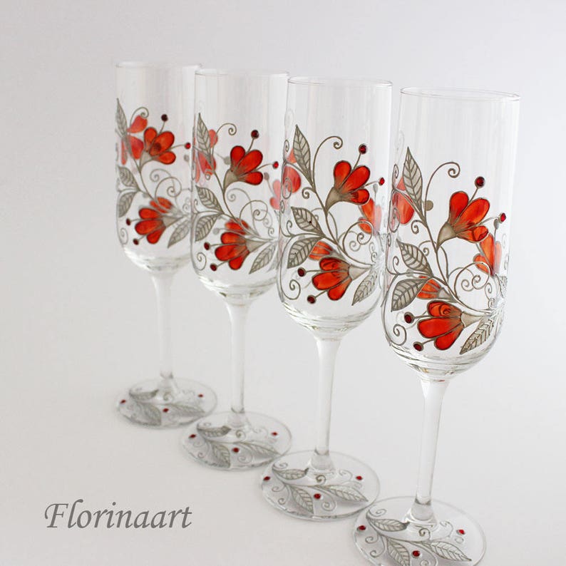 Ruby Red Anniversary Glasses 40th Wedding Anniversary Gift Etsy