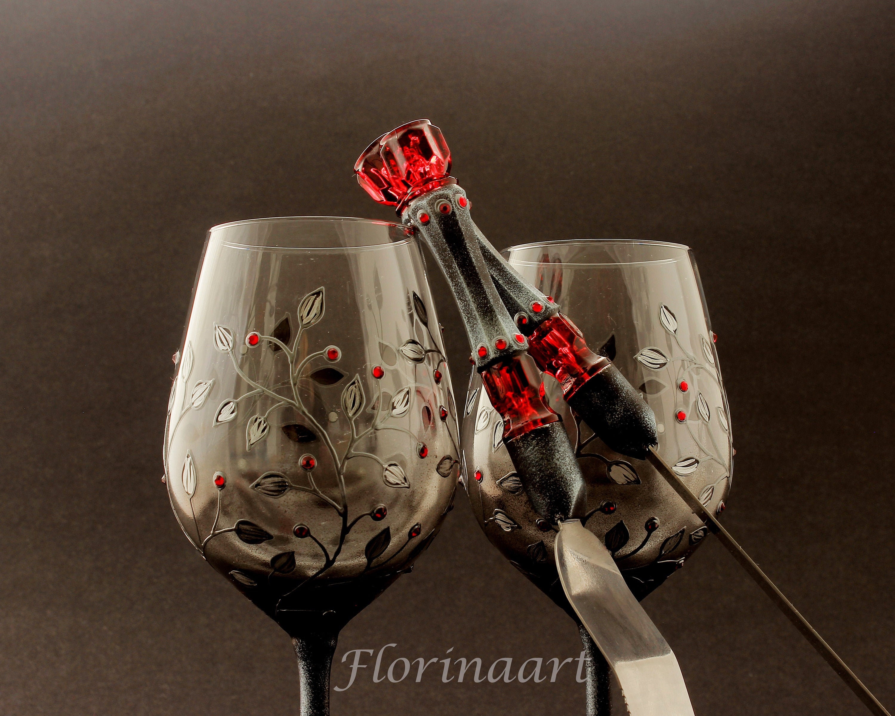 Gothic Wedding Goblets and Cake Serving Set Gothic Wine Etsy UK