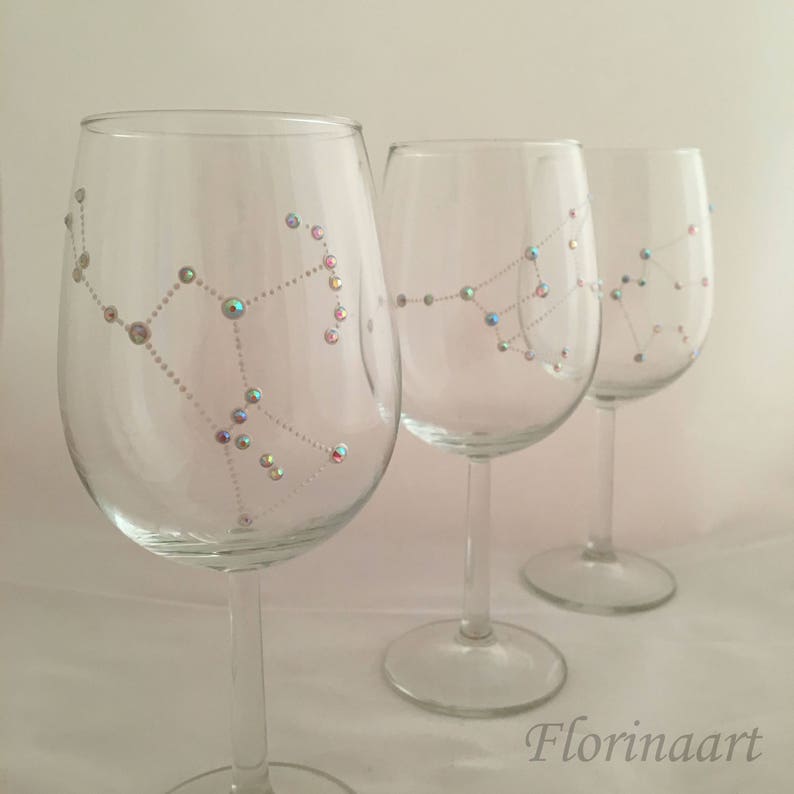 ORION CONSTELLATION Star Signe Wine Glass, Orion the Hunter Birthstone Birthday Gift For Men, Alpha Orionis STEMMED Wine Glass, Betelgeuse image 5