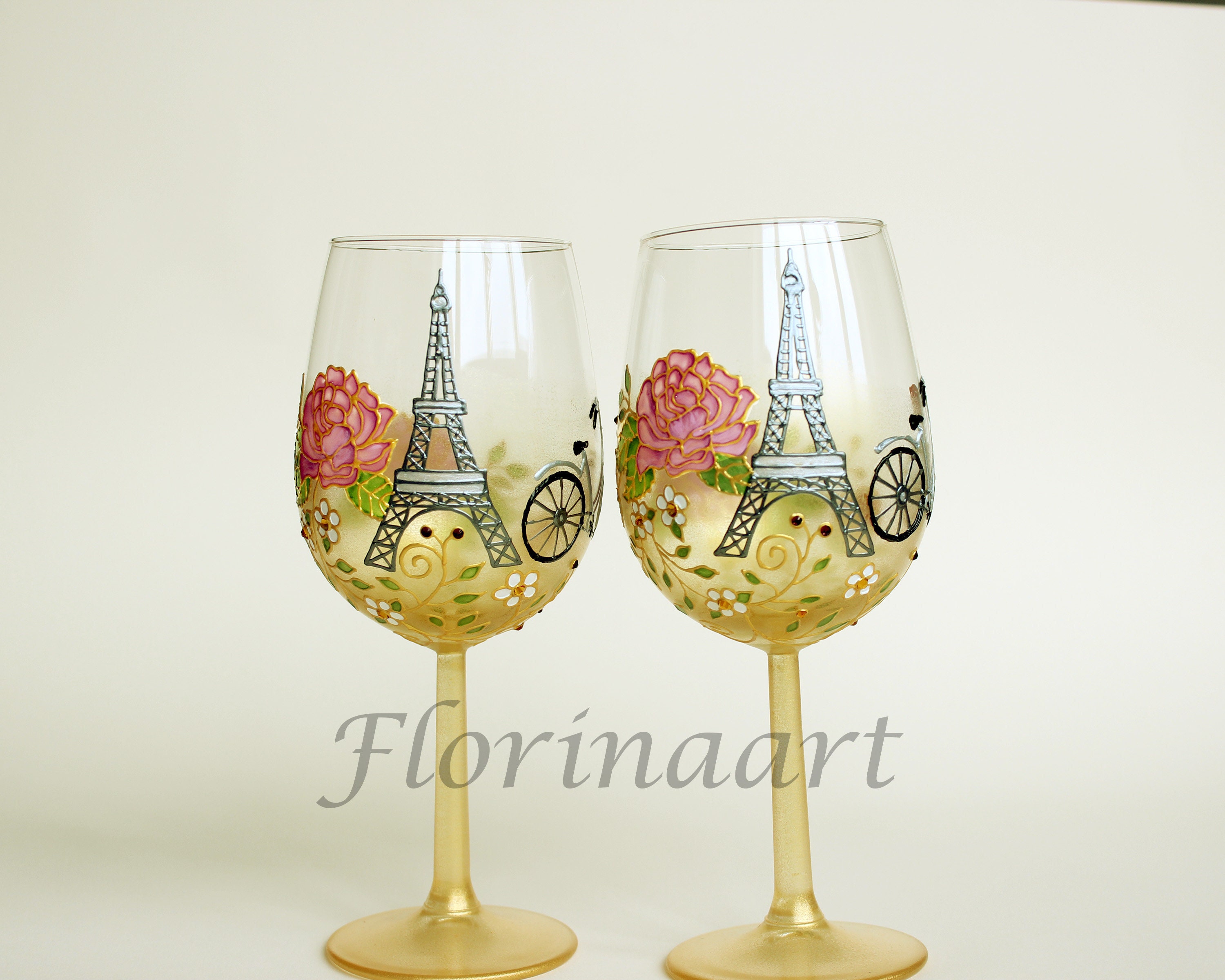 Paris Wine Glasses Eiffel Tower France Wine Glasses Etsy