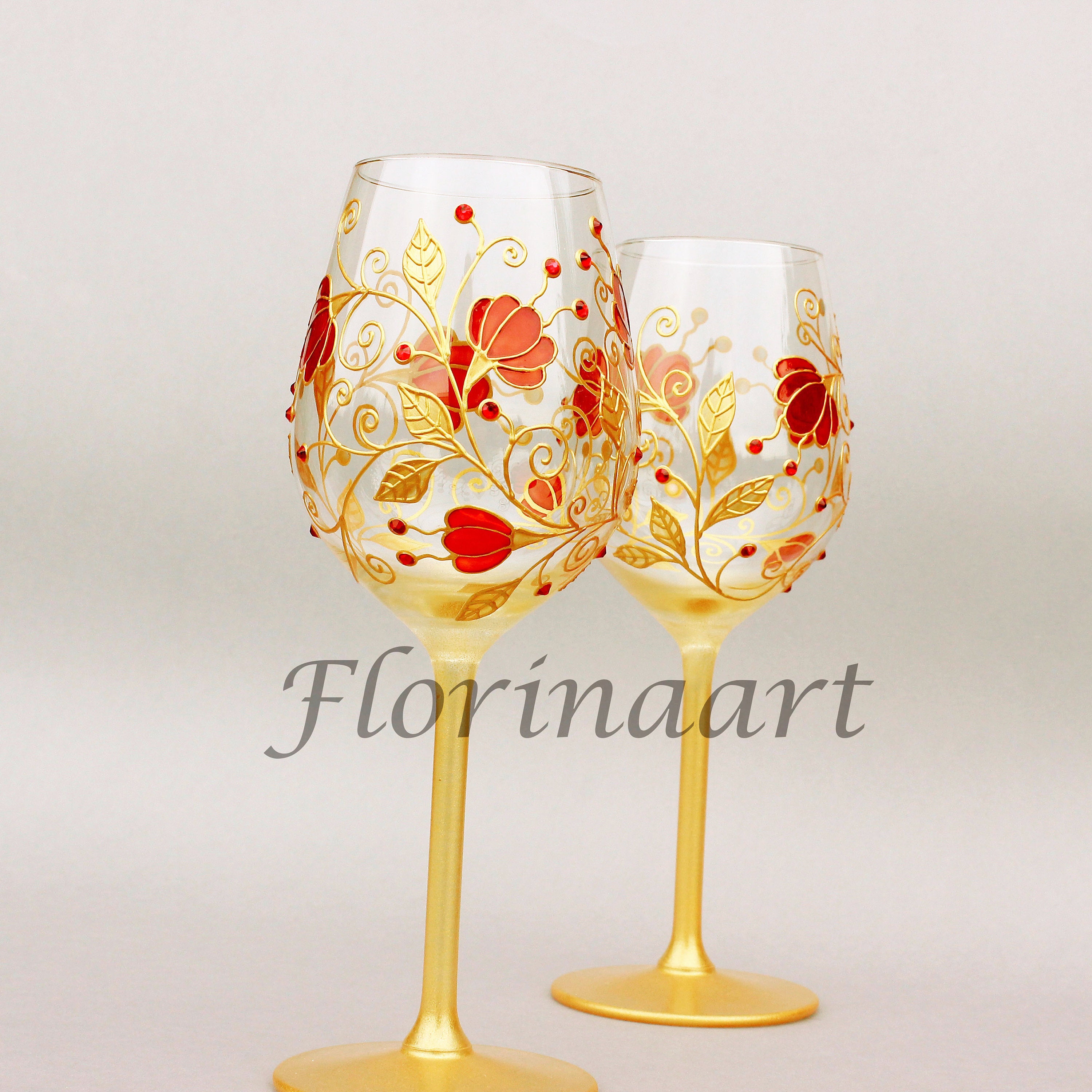 40th wedding anniversary glasses Ruby red anniversary wine Etsy