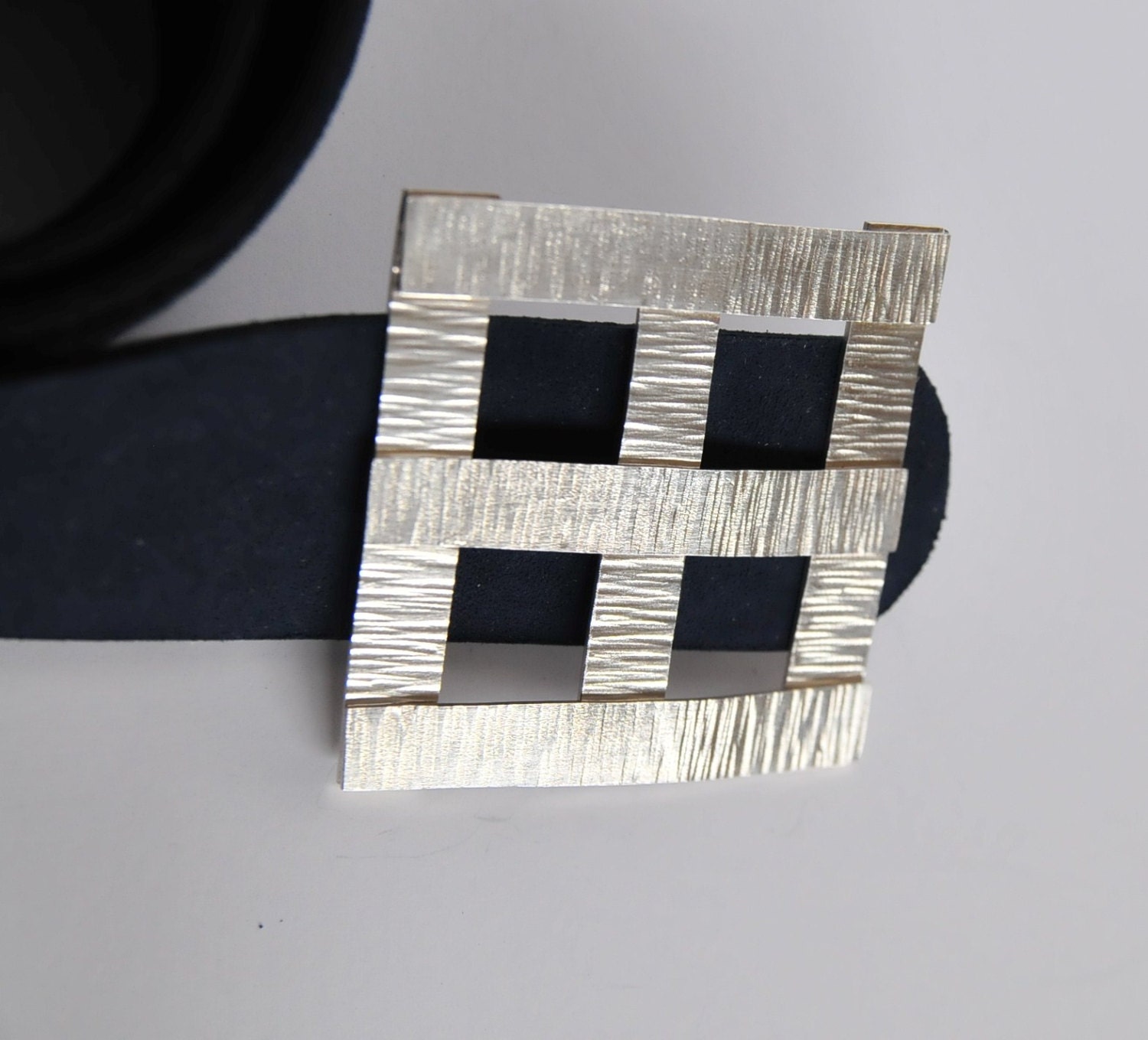Square hammered silver buckle belt Etsy