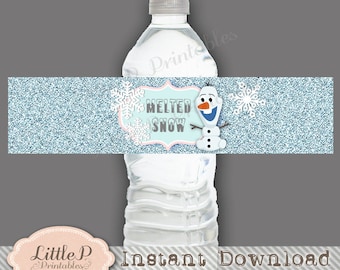 olaf melted snowman water bottle wrapper frozen olaf water etsy