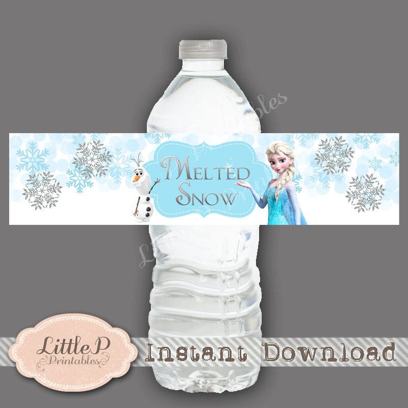 olaf melted snowman water bottle wrapper frozen elsa water etsy
