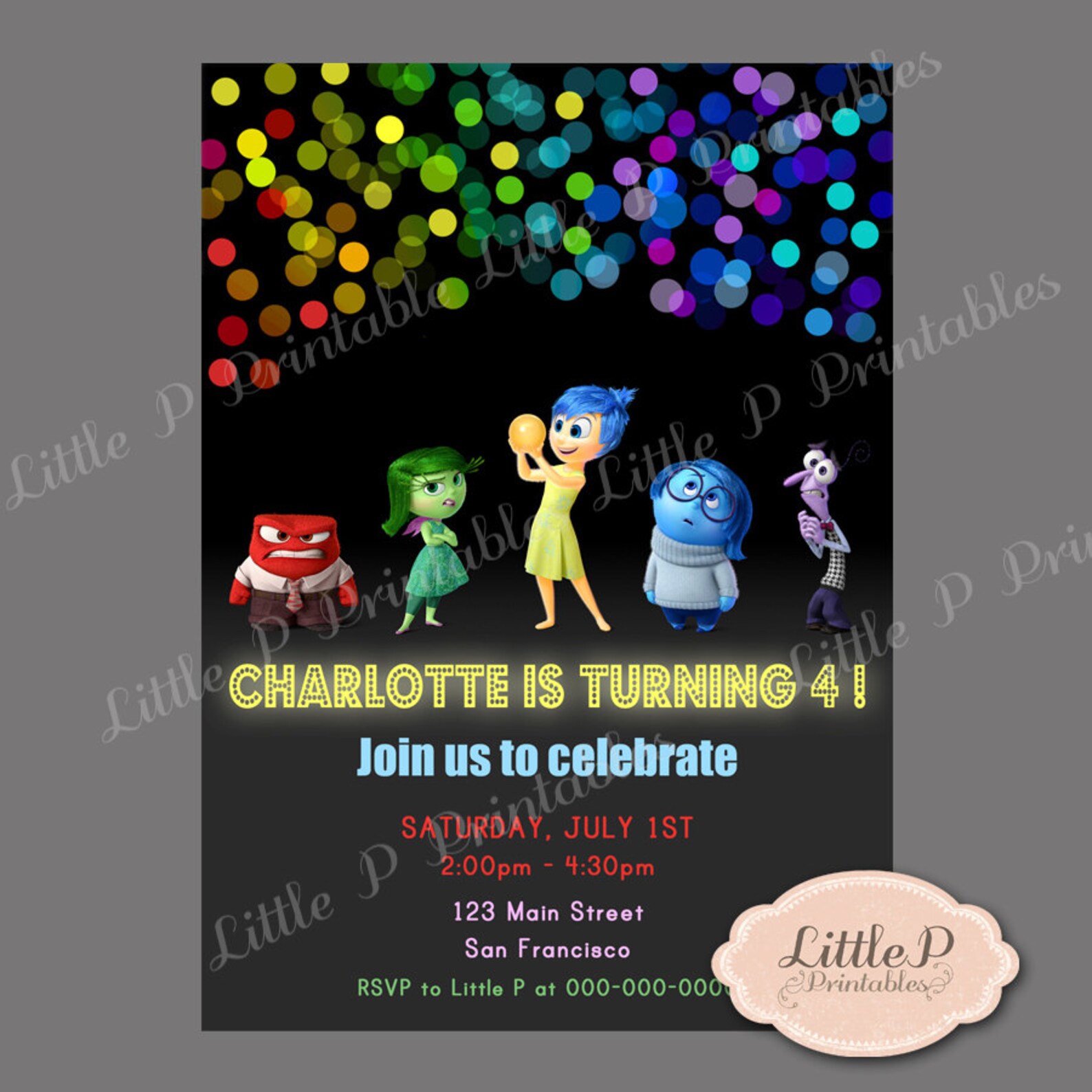 Inside Out Invitation. Inside Out Birthday Invitation. Inside | Etsy