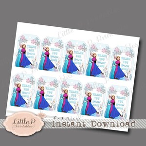Frozen THANK YOU Tag. Frozen Favour Tag. Instant Download. Frozen Gift ...